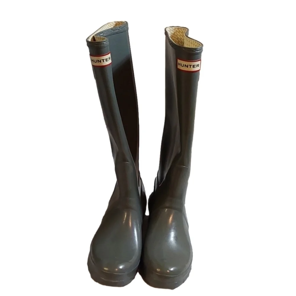 HUNTER ORIGINAL TALL RAIN BOOTS IN GLOSS GRAY -W23616‎  SIZE 6M NWOT